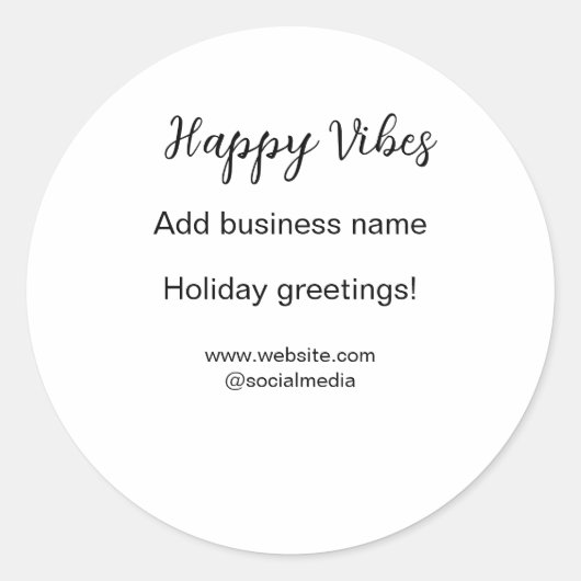 Happy vibes kerstvakantie groeten zakelijk ronde sticker (Voorkant)