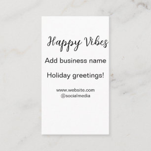 Happy vibes kerstvakantie groeten zakelijk visitekaartje