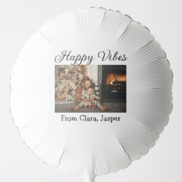 Happy vibes kinder familie Kerstfoto Uitnodiging Ballon