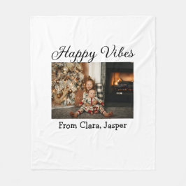 Happy vibes kinder familie Kerstfoto Uitnodiging Fleece Deken