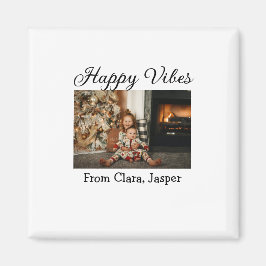 Happy vibes kinder familie Kerstfoto Uitnodiging Magneet