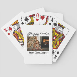 Happy vibes kinder familie Kerstfoto Uitnodiging Pokerkaarten