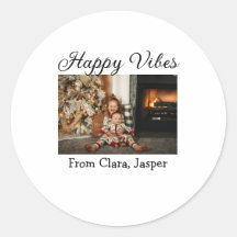 Happy vibes kinder familie Kerstfoto Uitnodiging