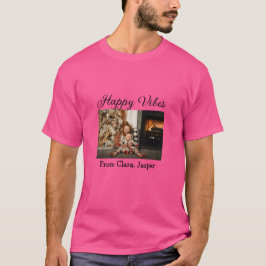 Happy vibes kinder familie Kerstfoto Uitnodiging T-shirt