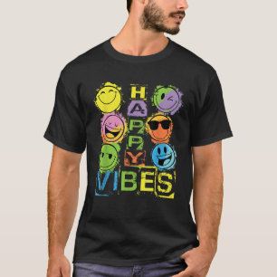 Happy Vibes Kleurrijke Happy Faces Graphic Novelty T-shirt