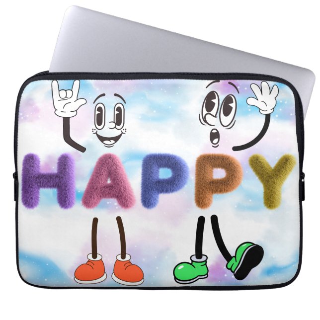 Happy Vibes Laptop Sleeve (Voorkant)