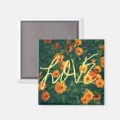 Happy Vibes Love Sinaasappel Flowers Magnet (Voorkant / Achterkant)