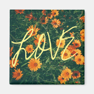 Happy Vibes Love Sinaasappel Flowers Magnet