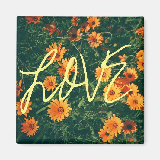Happy Vibes Love Sinaasappel Flowers Magnet (Voorkant)