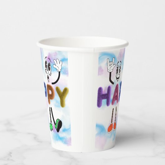 Happy Vibes Papieren Bekers (Rechts)