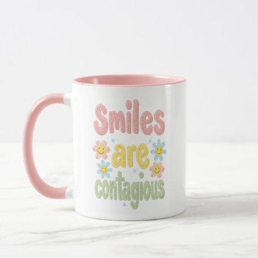 Happy Vibes Retro Smiles Are Contagious Mok (Links)