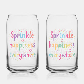 Happy Vibes Sprinkle Happiness Confetti Art Blikvorm Glas