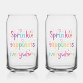 Happy Vibes Sprinkle Happiness Confetti Art Blikvorm Glas (Achterkant)