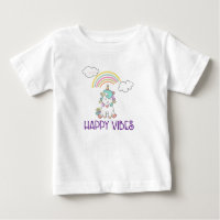 Happy Vibes Typography Cute Smiling Unicorn
