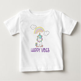 Happy Vibes Typography Cute Smiling Unicorn