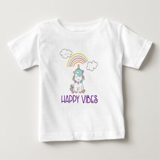 Happy Vibes Typography Cute Smiling Unicorn (Voorkant)