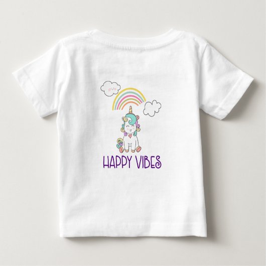 Happy Vibes Typography Cute Smiling Unicorn (Achterkant)