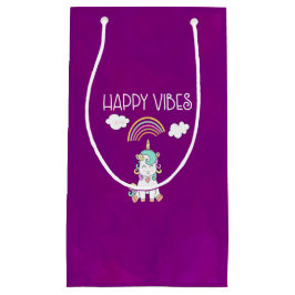 Happy Vibes Typography Cute Smiling Unicorn Klein Cadeauzakje