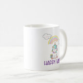 Happy Vibes Typography Cute Smiling Unicorn Koffiemok (Voorkant rechts)