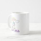 Happy Vibes Typography Cute Smiling Unicorn Koffiemok (Voorkant links)