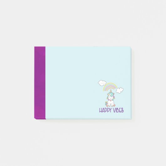 Happy Vibes Typography Cute Smiling Unicorn Post-it® Notes (Voorkant)
