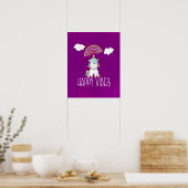 Happy Vibes Typography Cute Smiling Unicorn Poster (Keuken)