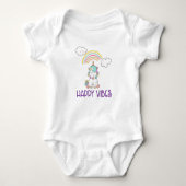 Happy Vibes Typography Cute Smiling Unicorn Romper (Voorkant)