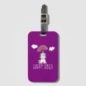 Happy Vibes Typography Geweldige Rainbow & Unicorn Bagagelabel (Voorkant (verticaal))