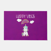 Happy Vibes Typography Geweldige Rainbow & Unicorn Deurmat (Voorkant)