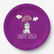 Happy Vibes Typography Geweldige Rainbow & Unicorn
