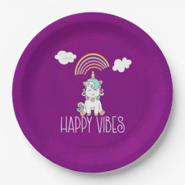 Happy Vibes Typography Geweldige Rainbow & Unicorn Papieren Bordje