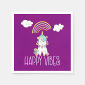 Happy Vibes Typography Geweldige Rainbow & Unicorn Servet (Voorkant)