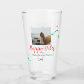 Happy Vibes vakantie paar naam datum bruiloft rood Glas (Achterkant)