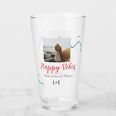 Happy Vibes vakantie paar naam datum bruiloft rood Glas (Voorkant)