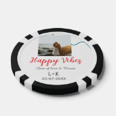 Happy Vibes vakantie paar naam datum bruiloft rood Poker Chips (Enkel)