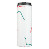 Happy Vibes vakantie paar naam datum bruiloft rood Thermosbeker (Achterkant)