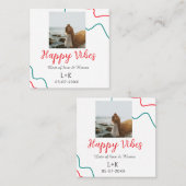 Happy Vibes vakantie paar naam datum bruiloft rood Vierkante Visitekaartje (Voorkant / Achterkant)