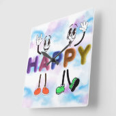 Happy Vibes Vierkante Klok (Hoek)