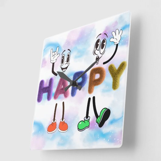 Happy Vibes Vierkante Klok (Hoek)