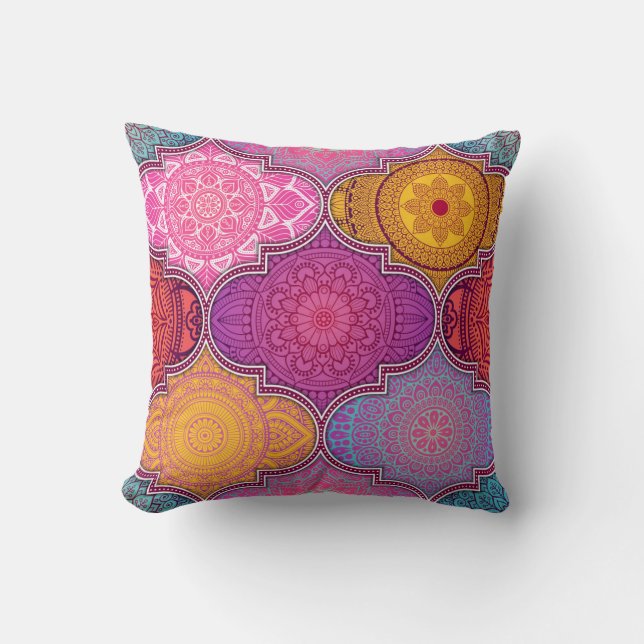 Happy Vibrant Tribal Bohemian Pillow Kussen (Voorkant)