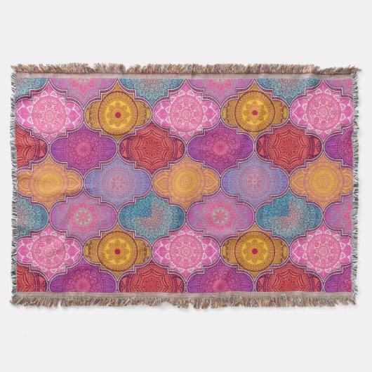 Happy Vibrant Tribal Bohemian Throw Blanket Deken (Voorkant)