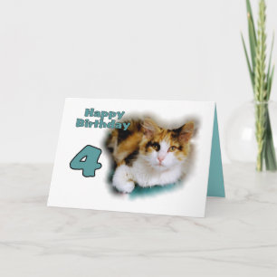Happy Vierde Verjaardag Calico Kat Kaart