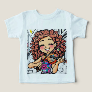 Happy Violin Girl Cartoon voor muziekliefhebbers