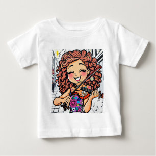 Happy Violin Girl Cartoon voor muziekliefhebbers