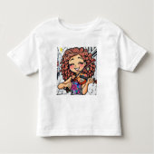 Happy Violin Girl Cartoon voor muziekliefhebbers Kinder Shirts (Voorkant)