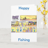 Happy Vissen Cartoon Wenskaart Kaart (Gele Bloem)