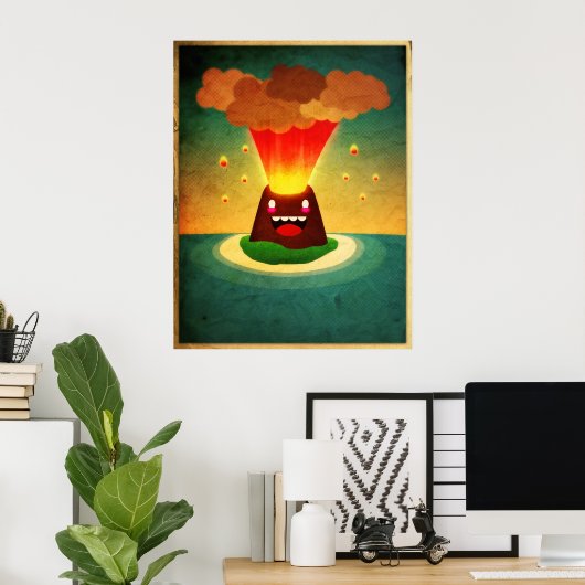 Happy Volcano Poster (Thuiskantoor)