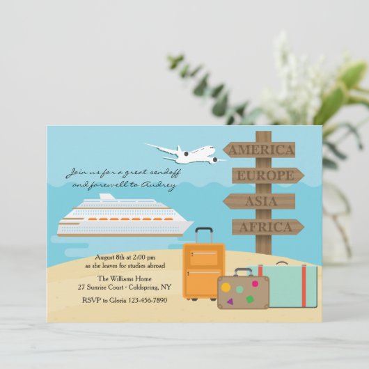 Happy Voyage Farewell Party Invitation Kaart (Staand voorkant)
