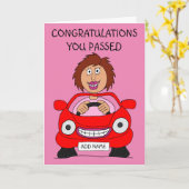 Happy Vrouw heeft alleen rijexamen afgelegd Kaart (Gele Bloem)