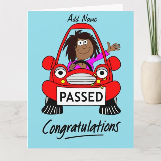 Happy Vrouw heeft alleen rijexamen afgelegd Kaart (Voorkant)